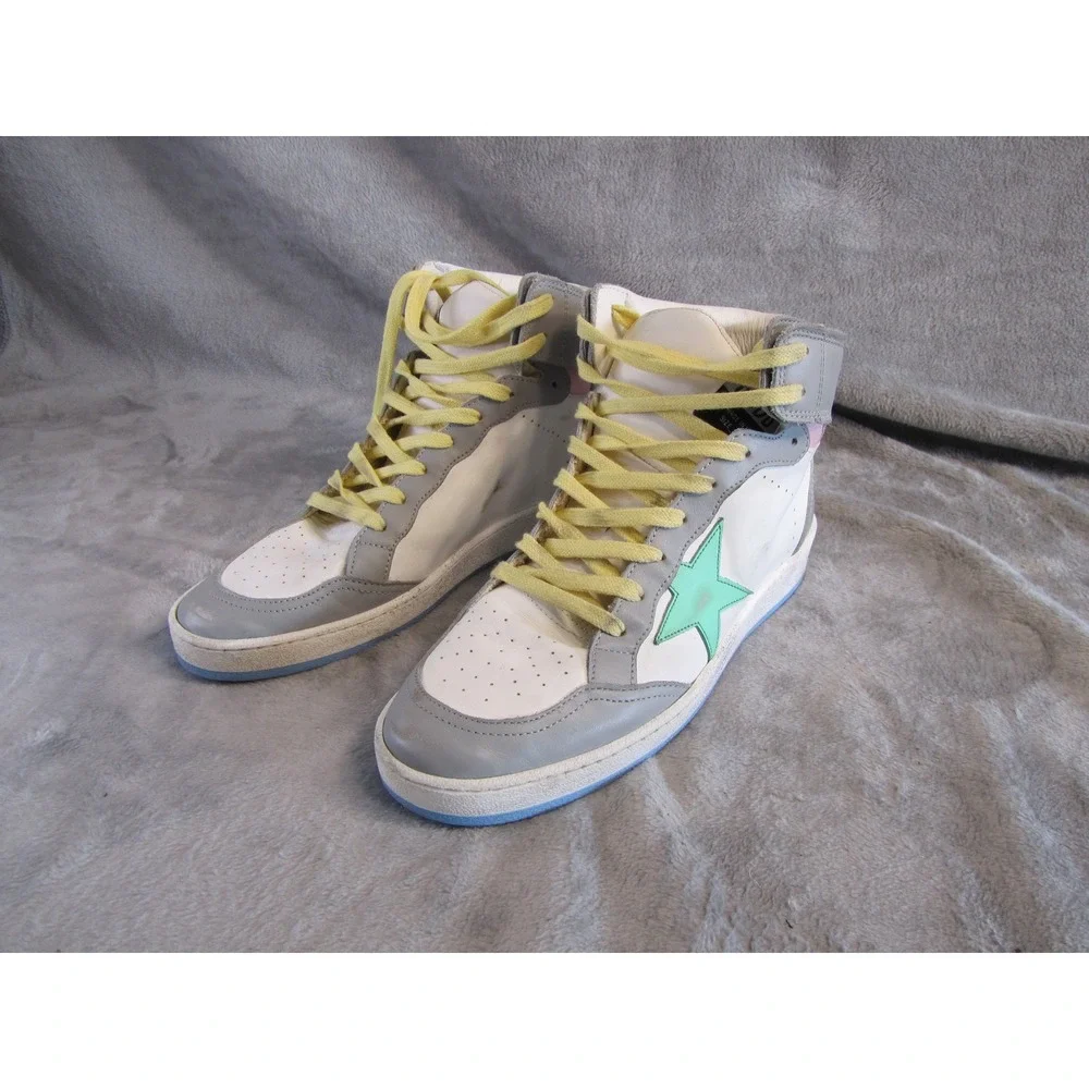 Golden Goose Sky-Star High Top Sneakers White Grey Mint Green Pink Womens - Picture 1 of 13